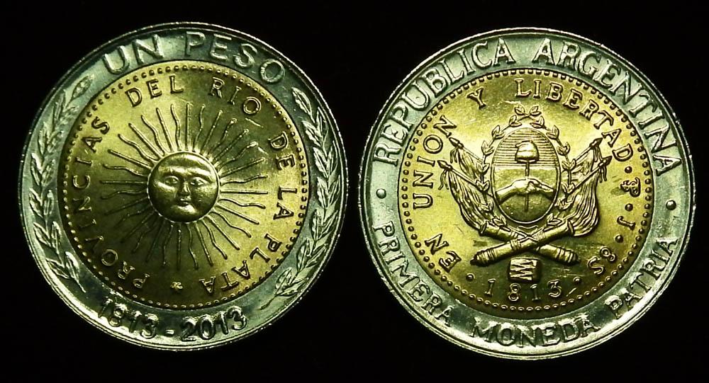 Аргентина 1 песо 2013 UNC 200 лет КМ#112.4