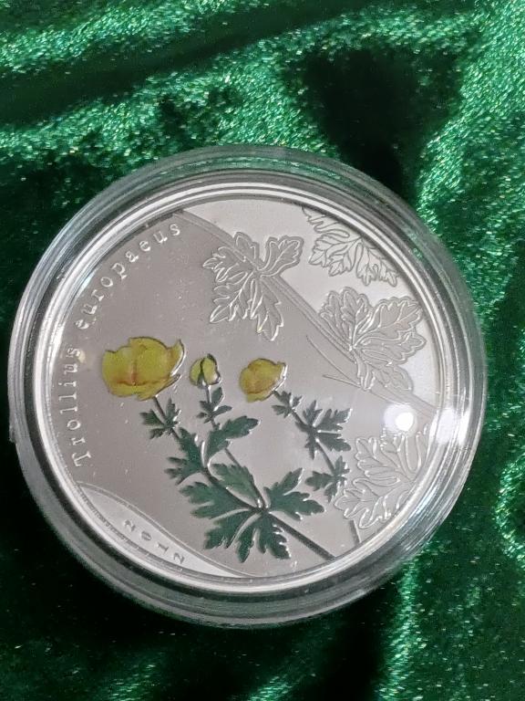 5 долларов серебро Цветок Купальница европейская Острова Кука 2012 год