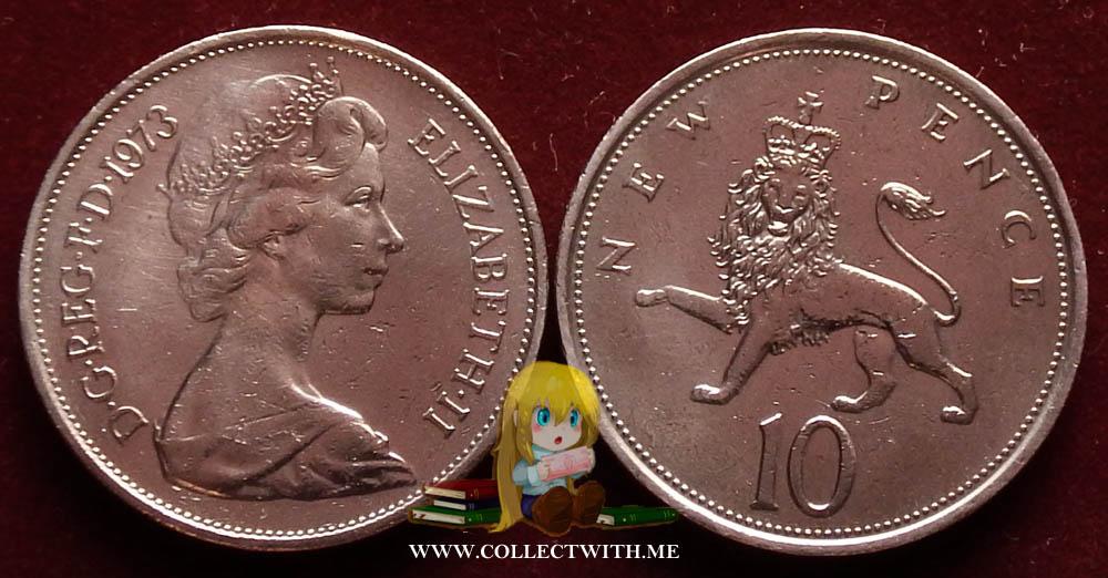 Великобритания 10 новых пенсов 1973 F/VF KM-912