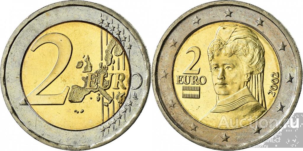 Австрия 2 евро, 2002-2006 XF-UNC