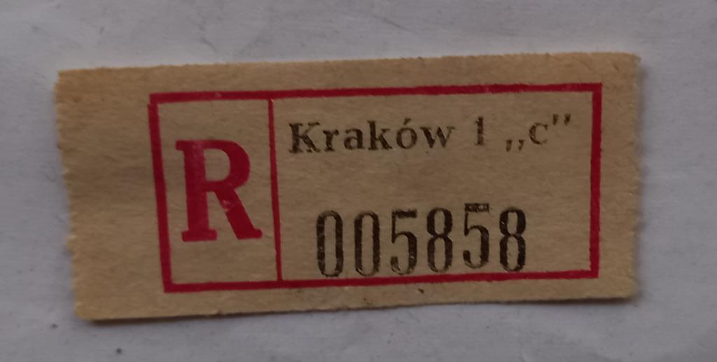 Польша Краков Почтовый специальный заказной ярлык 80 годы