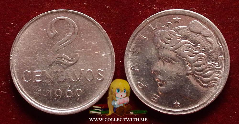 Бразилия 2 сентаво 1969 VF KM-576.2