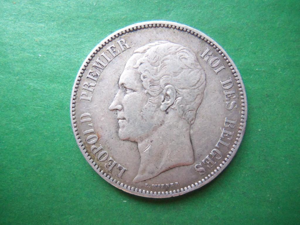 Бельгия 5 франков 1865 г. Леопольд I. Серебро.