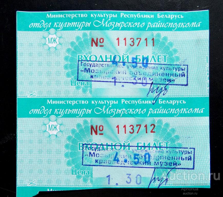 Билет в музей Мозырский объединенный краеведческий музей Мозырский замок Мозырь Республика Беларусь