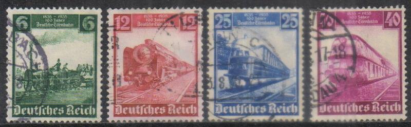 ГЕРМАНИЯ. ПОЧТОВЫЕ МАРКИ. ЖЕЛЕЗНОДОРОЖНЫЙ ТРАНСПОРТ. Mich 580-583. ГАШ. - 2735