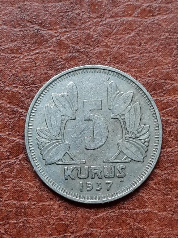 Турция 5 курушей 1937 КМ 862