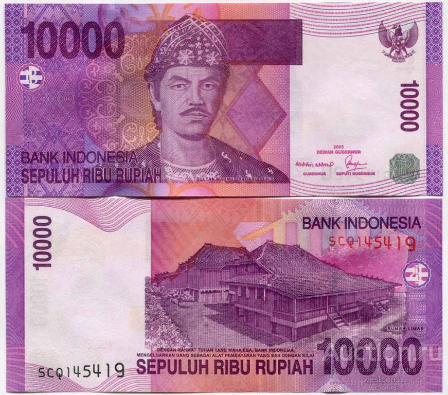 Индонезия 10000 рупий 2005 (2008) г. KM 143d UNC
