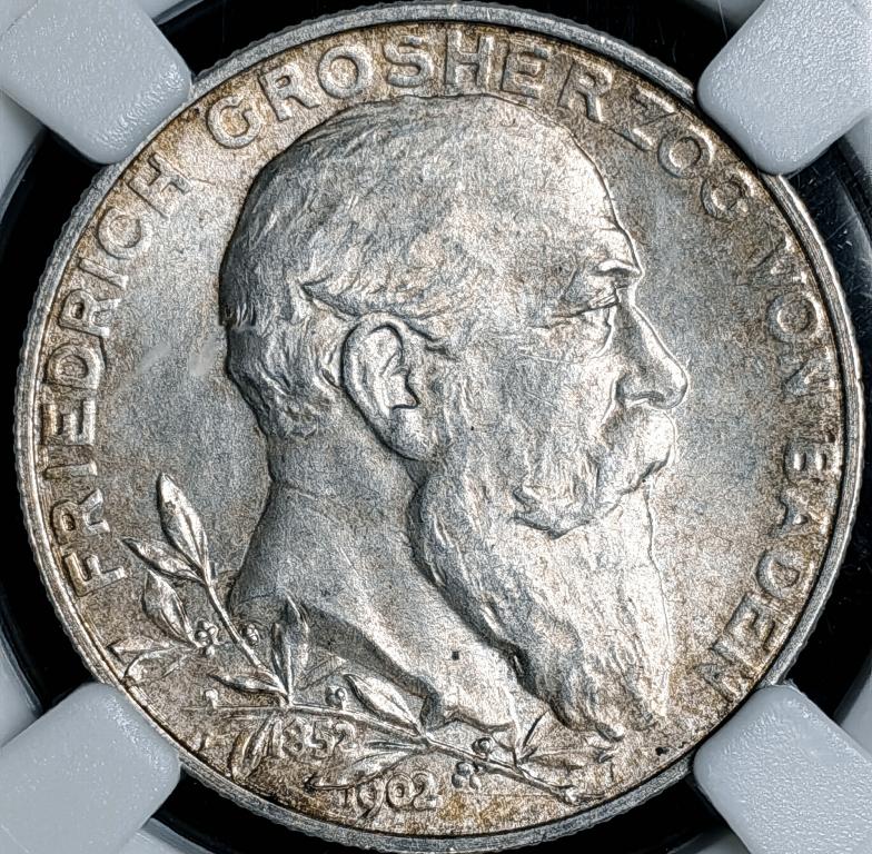 2 марки. БАДЕН .1902г. ННР MS 65.