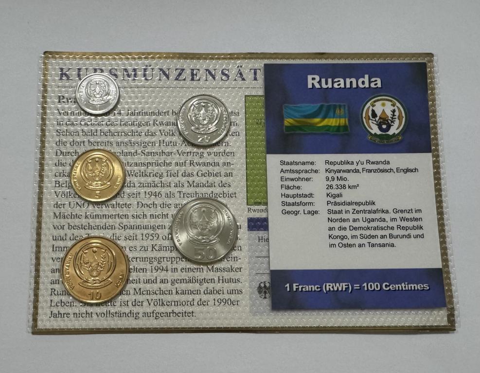 Набор монет Руанда 1, 5, 10, 20, 50 франков 2003