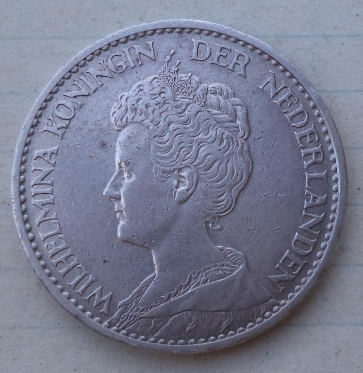 Нидерланды 1 гульден  1915 год  Вильгельмина  серебро  п.3