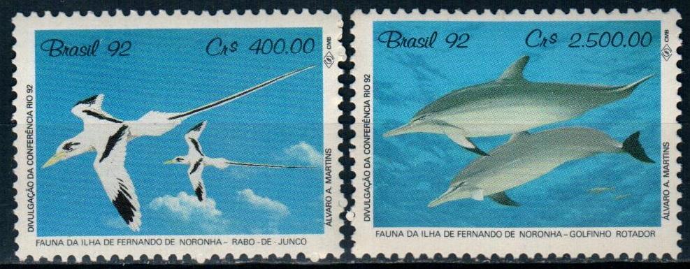 Бразилия 1992 дельфины птицы, MNH