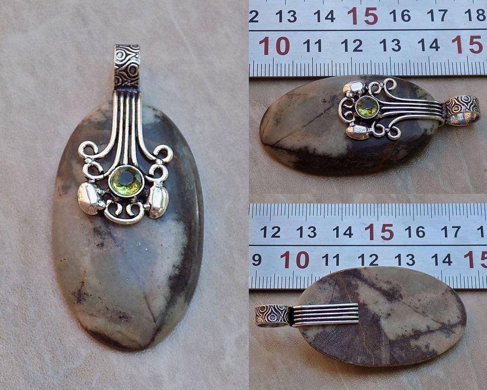 ОРИГИНАЛЬНЫЙ КУЛОН ИЗ ГУДЖАРАТА! ПИКАССО ЯШМА, ПЕРИДОТ! СЕРЕБРЕНИЕ 925! РУЧНАЯ РАБОТА!