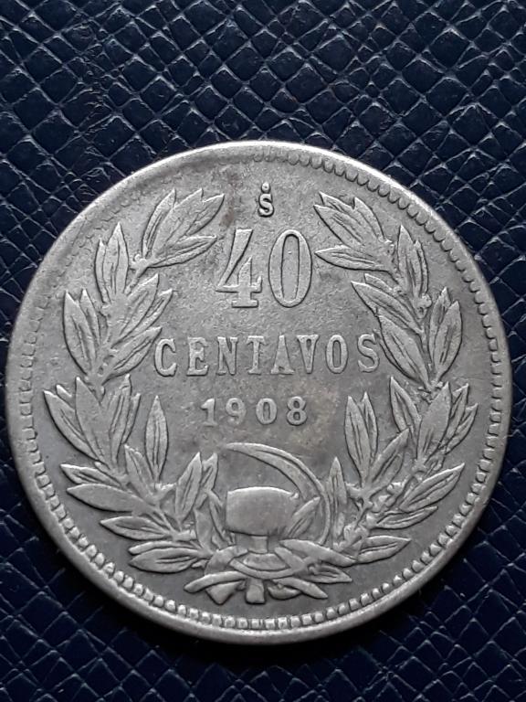 Чили 40 сентаво 1908 КМ 163