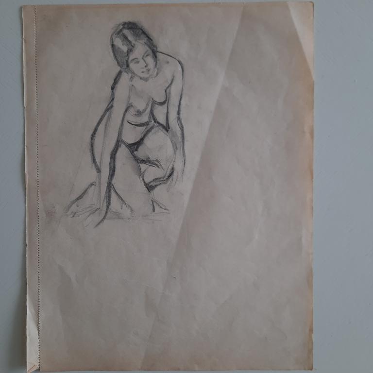 Завьялов И.Ф. (1893-1937) "Обнаженная, опустившаяся на одно колено" (1913)