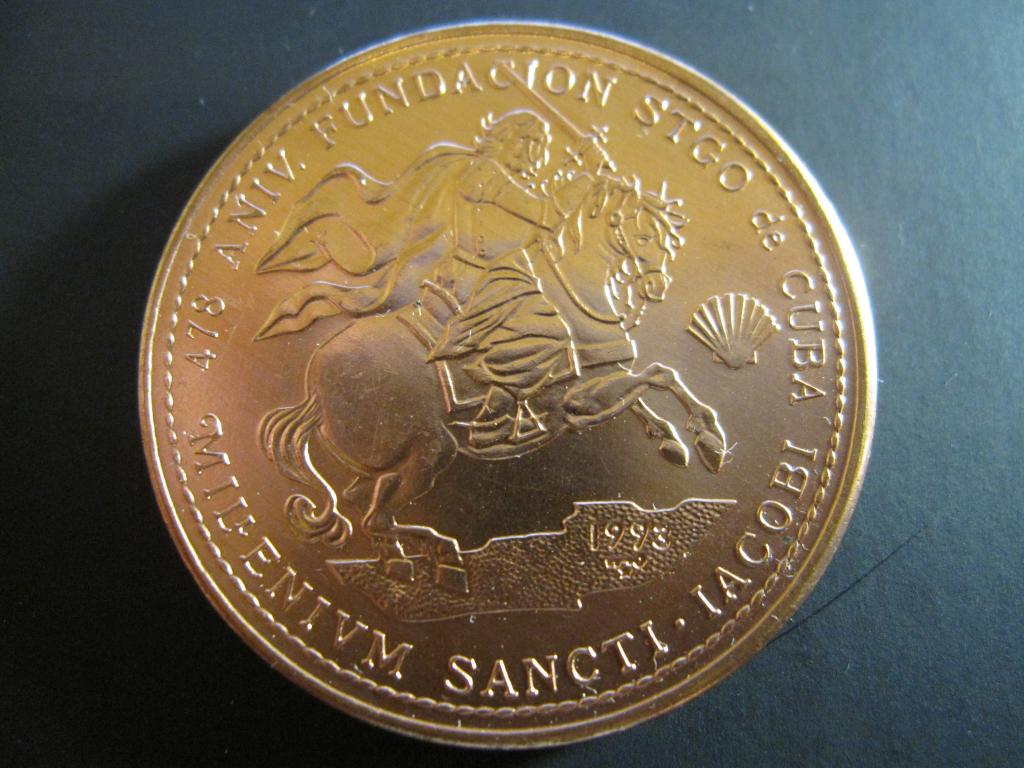 КУБА 1 песо 1993 Святой Иаков UNC! вес 29,81 гр . медь