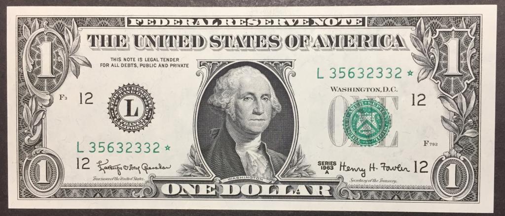 1 доллар 1963 год L 35632332 * США пресс замещение