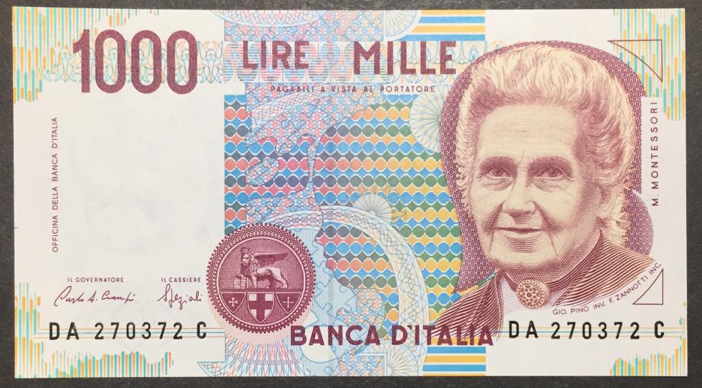 1000 лир 1990 год DA 270372 C Италия подпись Ciampi & Speziali