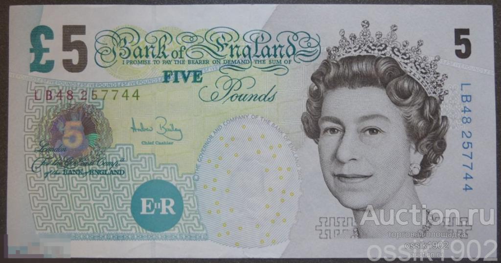Великобритания. Англия. 5 фунтов 2002-2012гг.  UNC. Оригинал 24-03-17 