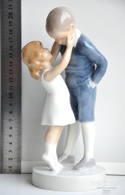 Bing & Gröndahl Бинг Грондаль Дания Копенгаген статуэтка Мальчик девочка Кобальт детство брат