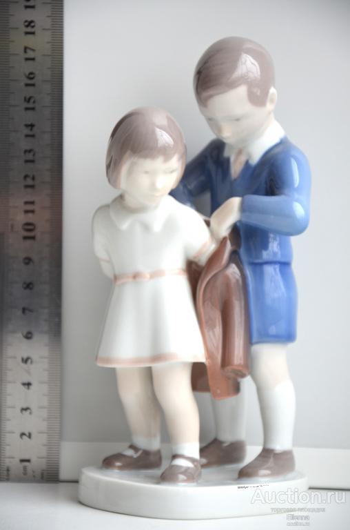 Bing & Gröndahl Бинг Грондаль Дания Копенгаген статуэтка Мальчик  девочка кобальт дети детство