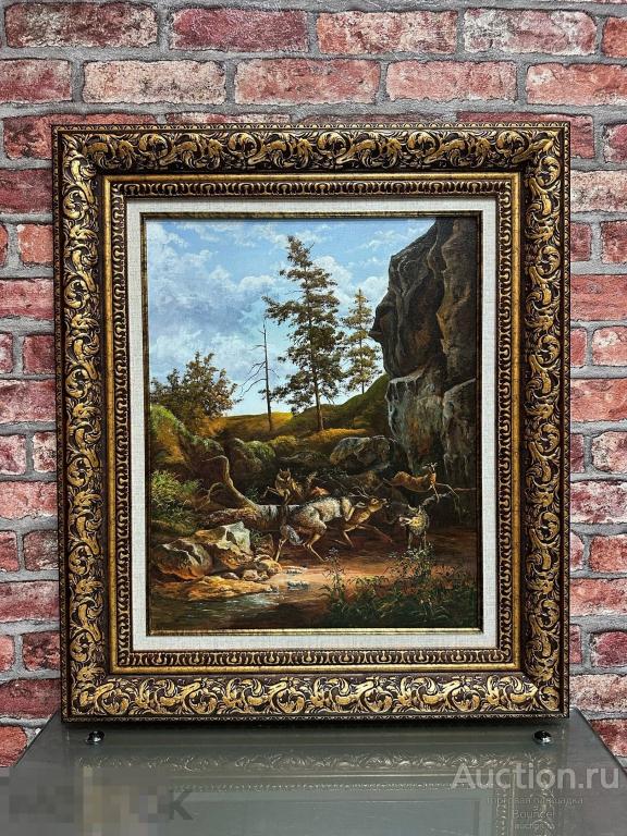 Картина "Охота на оленя". Холст, масло. Штынин А. 2006 год