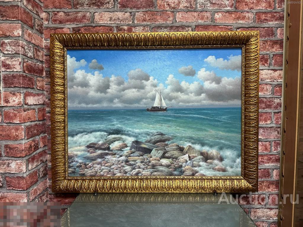 Картина "Каменистый морской берег". Холст, масло, лак. Деревянная рама. Грибенников В.