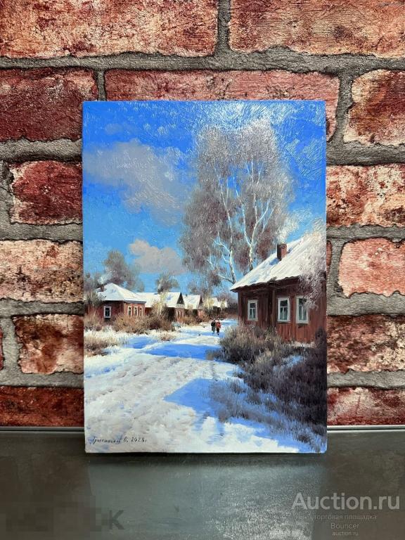 Картина &quot;Январь&quot;. Холст на картоне, масло, лак. Грибенников Василий. 2023 год 