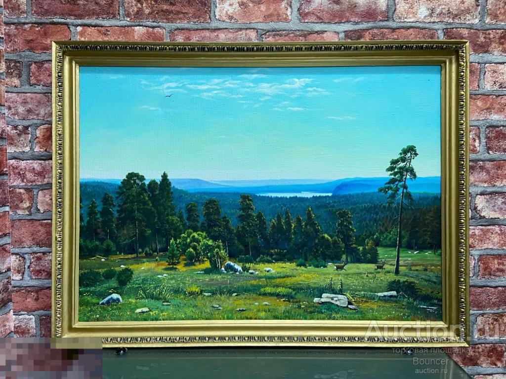 Картина &quot;Живописный пейзаж&quot;. Холст, масло, деревянная рама. Подпись художника. 2002 год 