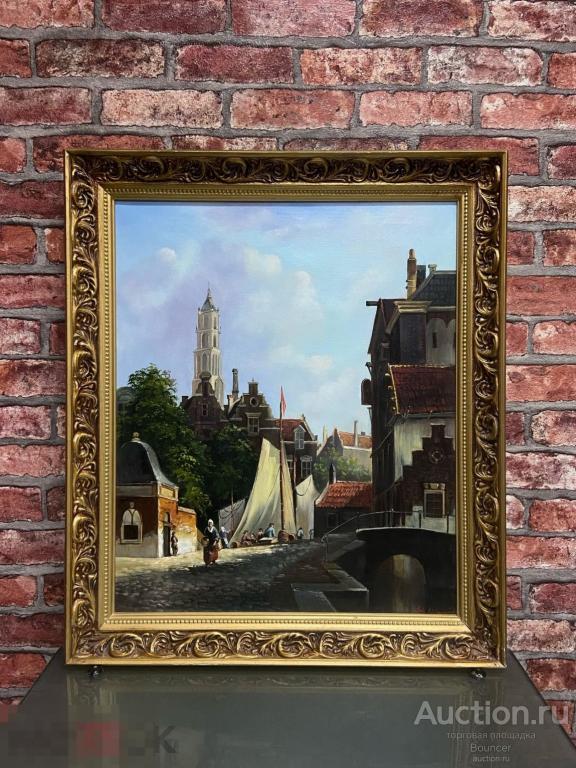 Картина "Голландский пейзаж". Холст, масло, деревянная рама. Шапырин В.