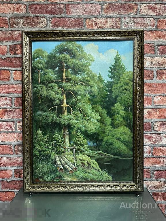 Картина "Сосна в лесу у озера". Холст, масло. Повлюченков Д.А. 2014 год.