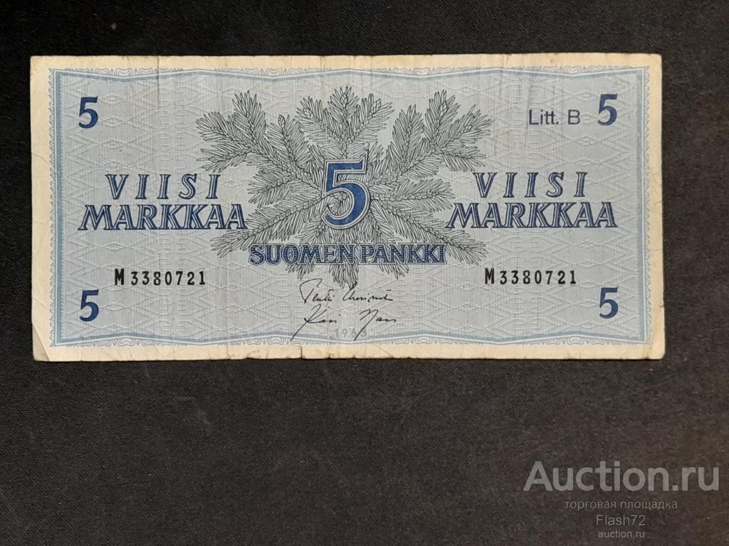 Банкнота 5 марок 1963 год Финляндия