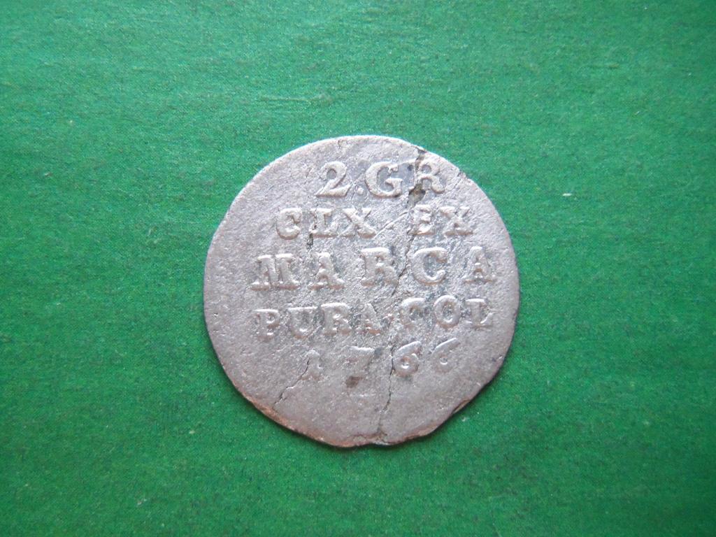 Польша 2 гроша 1766 г. Станислав Август Понятовский,серебро.