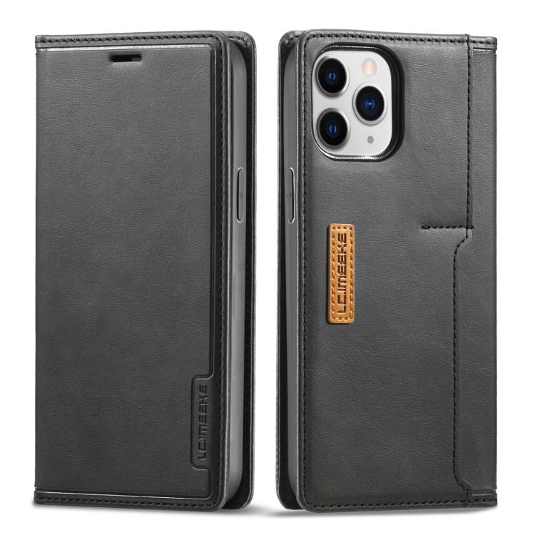 Кожаный чехол-книжка для iPhone 13 Pro Max LC.IMEEKE с подставкой и отделениями под карточки (Black