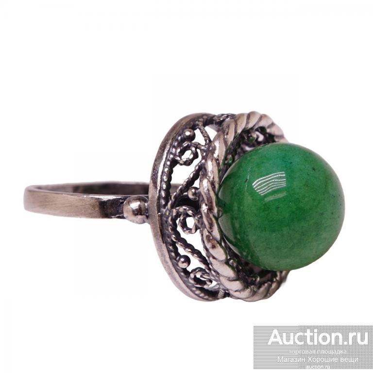 Кольцо хризопраз Р18 посеребрение 3972 Хорошие Вещи