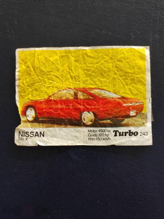 Вкладыш  Turbo  kent  N° 243  NISSAN   Турбо жвачка  жевательная  резинка  фантик 