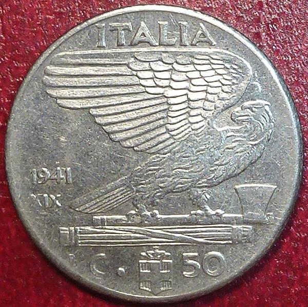 Италия 50 чентезимо 1941 года.
