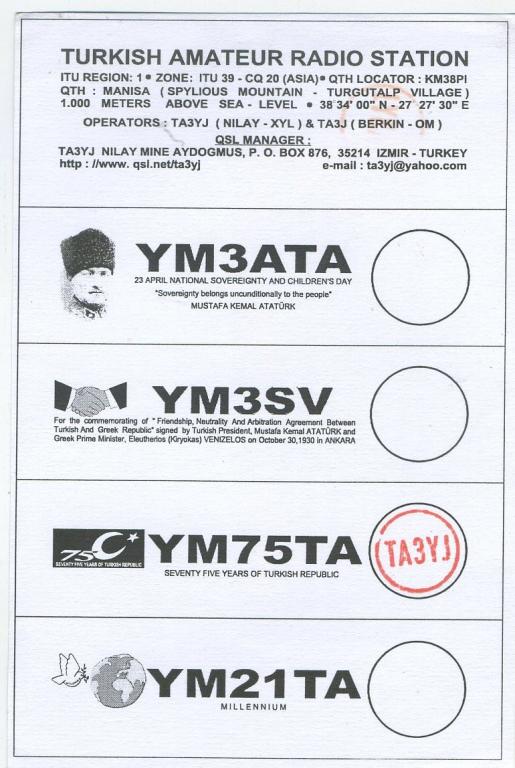 Карточка радиообмена QSL - Турция 1998 год  (РК-29)-55
