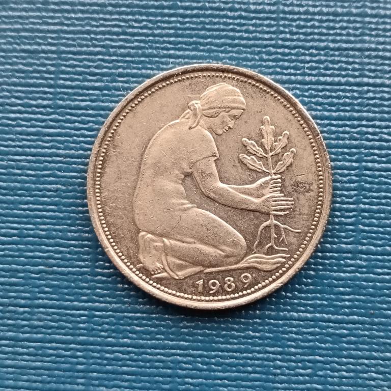 Германия 50 пфеннигов 1989 G лот 2