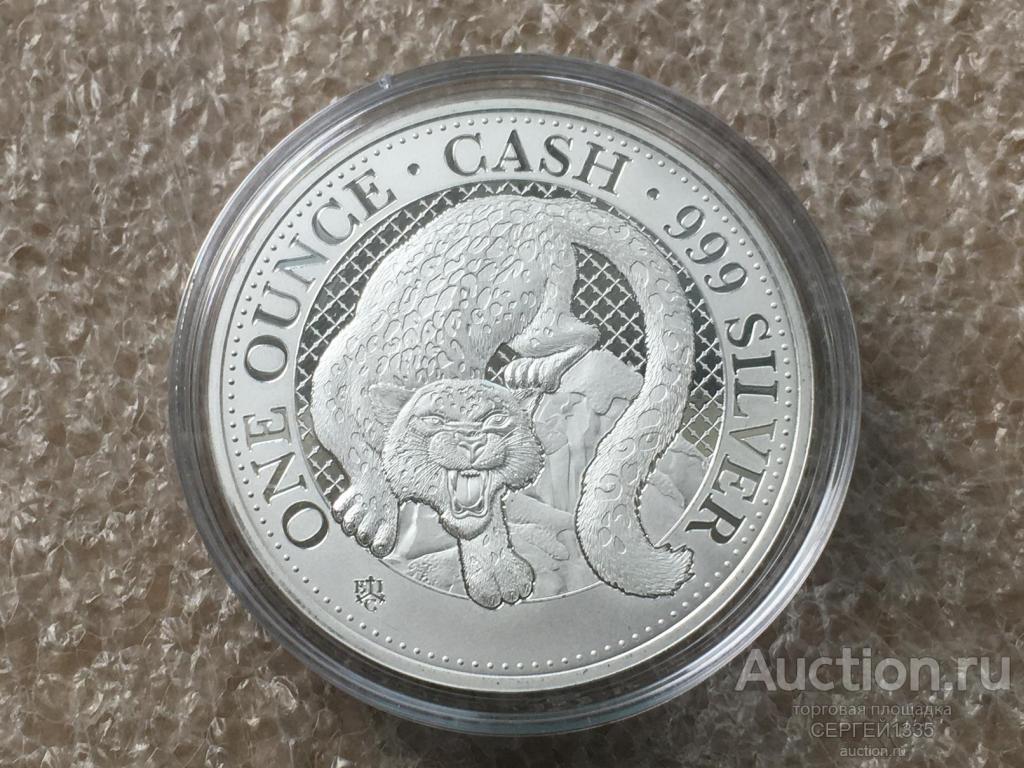 Остров Святой Елены 1 фунт 2024 Снежный барс Дикая природа Индии СЕРЕБРО