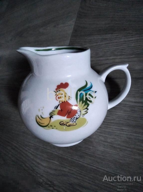 Молочник Детский фарфор  петушок лиса несет петуха 