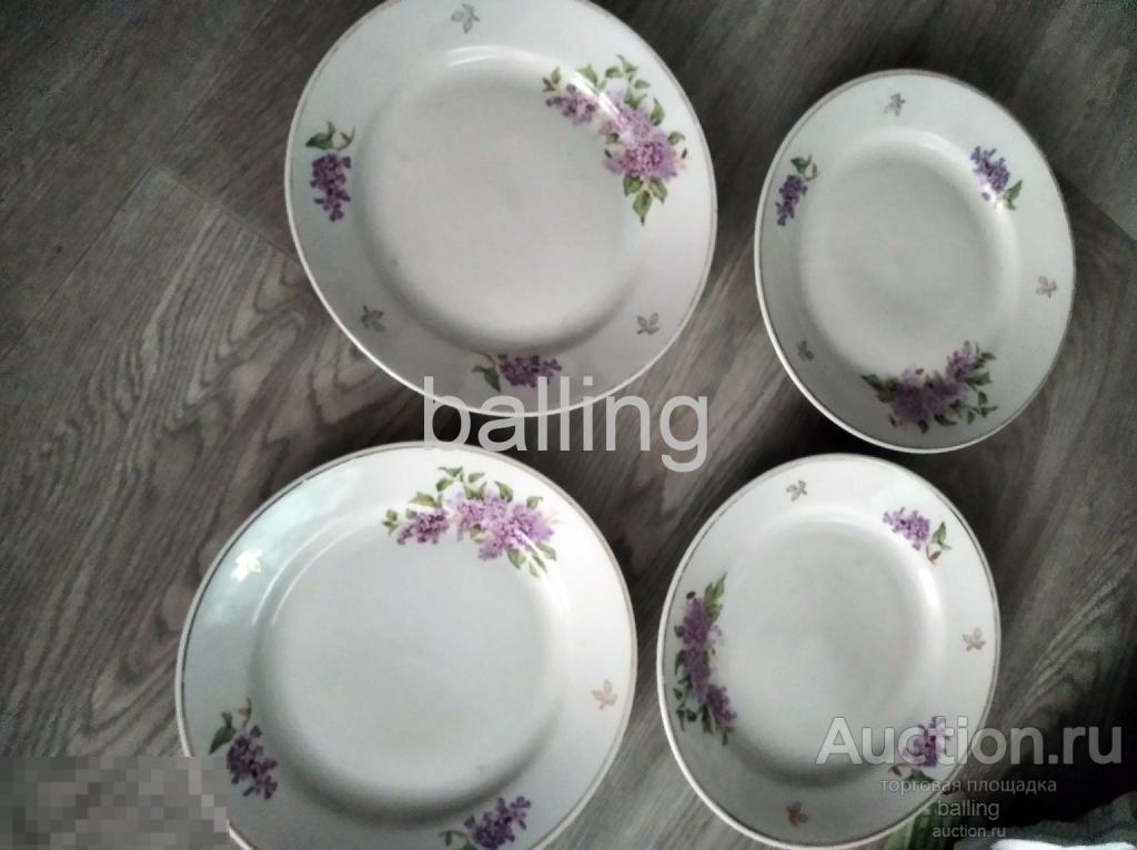 тарелка  фарфор Блюдце Сирень дулево Цена за четыре. 