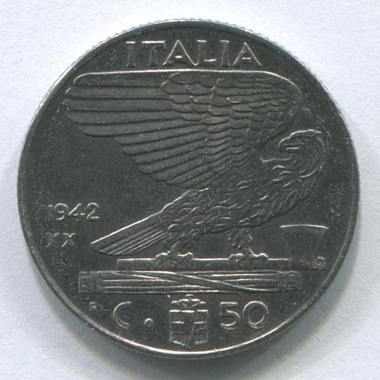 ИТАЛИЯ 50 ЧЕНТЕЗИМО 1942(XX) магнитная XF