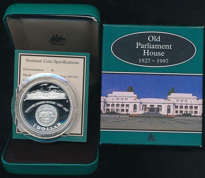 * Австралия 1 доллар 1997 Old Parliament House * Парламент * Здание *Серебро Пруф Коробка Сертификат