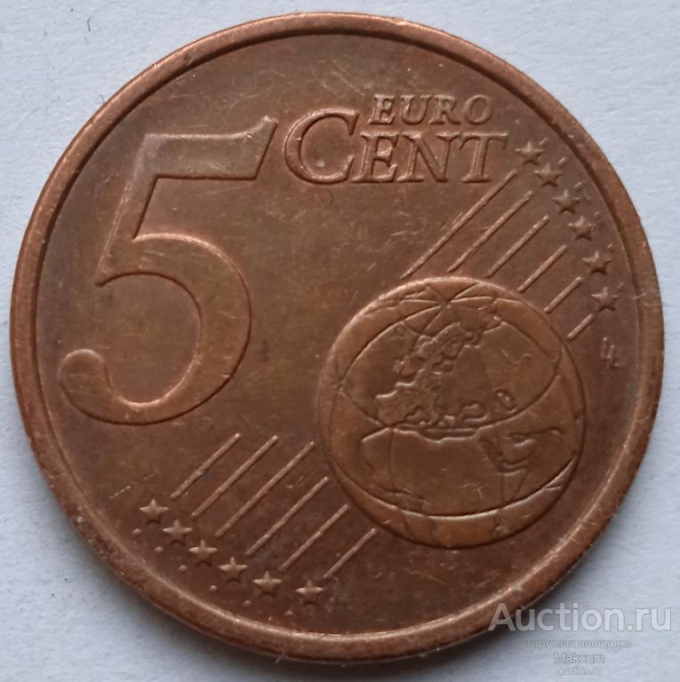 Германия 5 евроцентов . 2002 г . Отметка монетного двора: "J" - Гамбург
