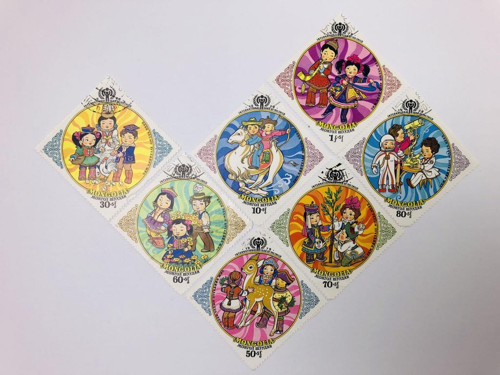 Международный год ребенка. ЮНЕСКО. Полная серия. Монголия. 1979. Mi: MN 1193-1199. Гашен
