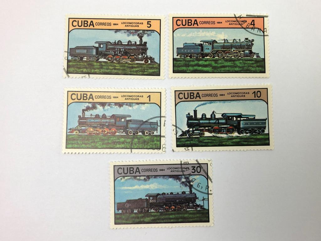 Локомотивы: Паровозы. Неполная серия. Куба. 1984. Михель: CU 2859-2863. Гашен