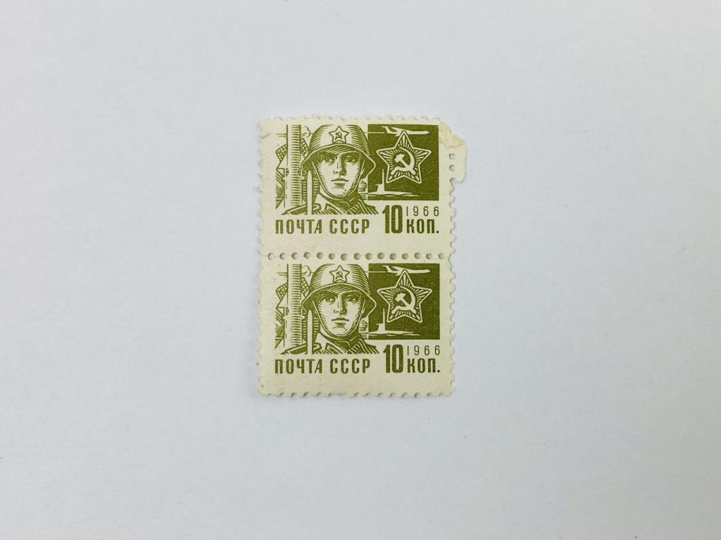 Стандартный выпуск. Воин Советской армии. Сцепка. СССР. 1966. Загорский: 3333. Чист **. MNH