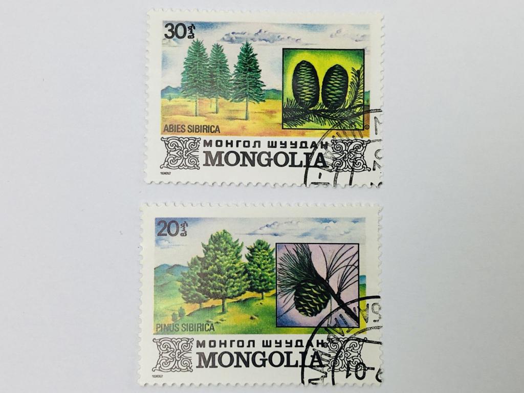 Деревья. Неполная серия. Флора. Монголия. 1982. Михель: MN 1489-1490. Гашен