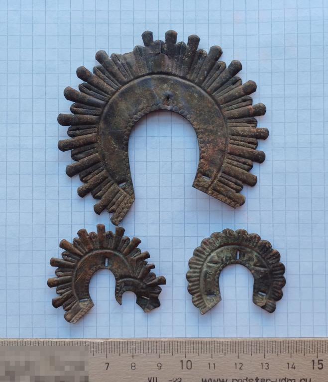 Нимбы, венец для иконы, киота, оклада Царская Россия латунь 3 шт 