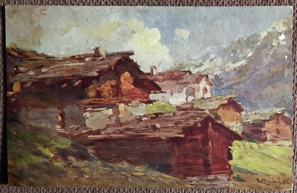 Антикварная открытка. Л. Замбелетти. Церматт. Живопись
